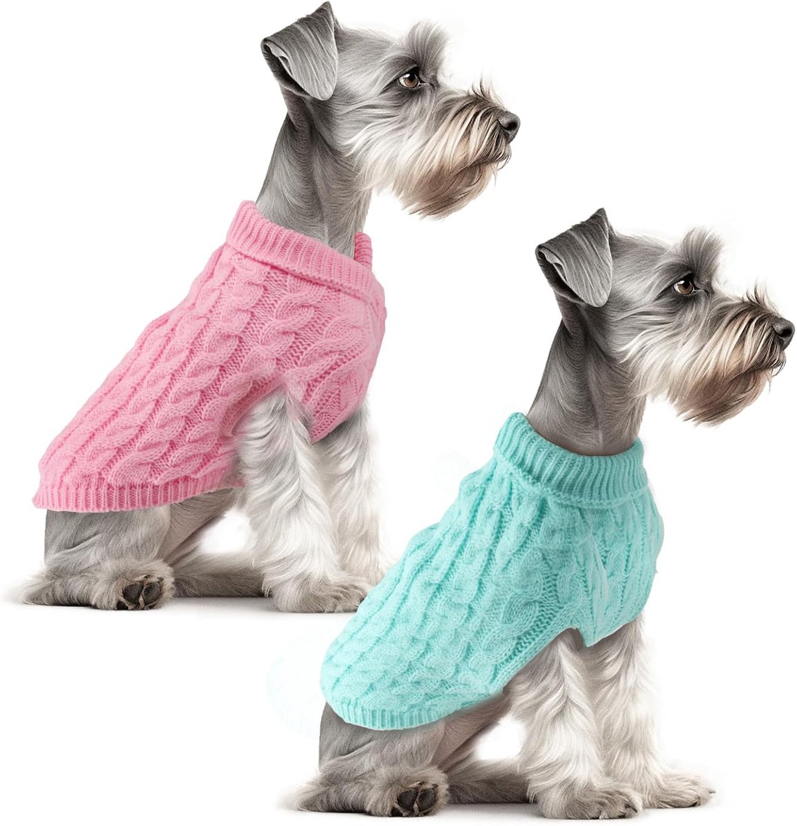 2 Stuks Hondentrui's Gestreept Met Kragen, Warme Wintertekening Dackeltrui Leuk, Kleding Hondjes Draaibare Gestreepte Vest Hondenkleding Voor Honden Katten (Roze + Blauw, Large)