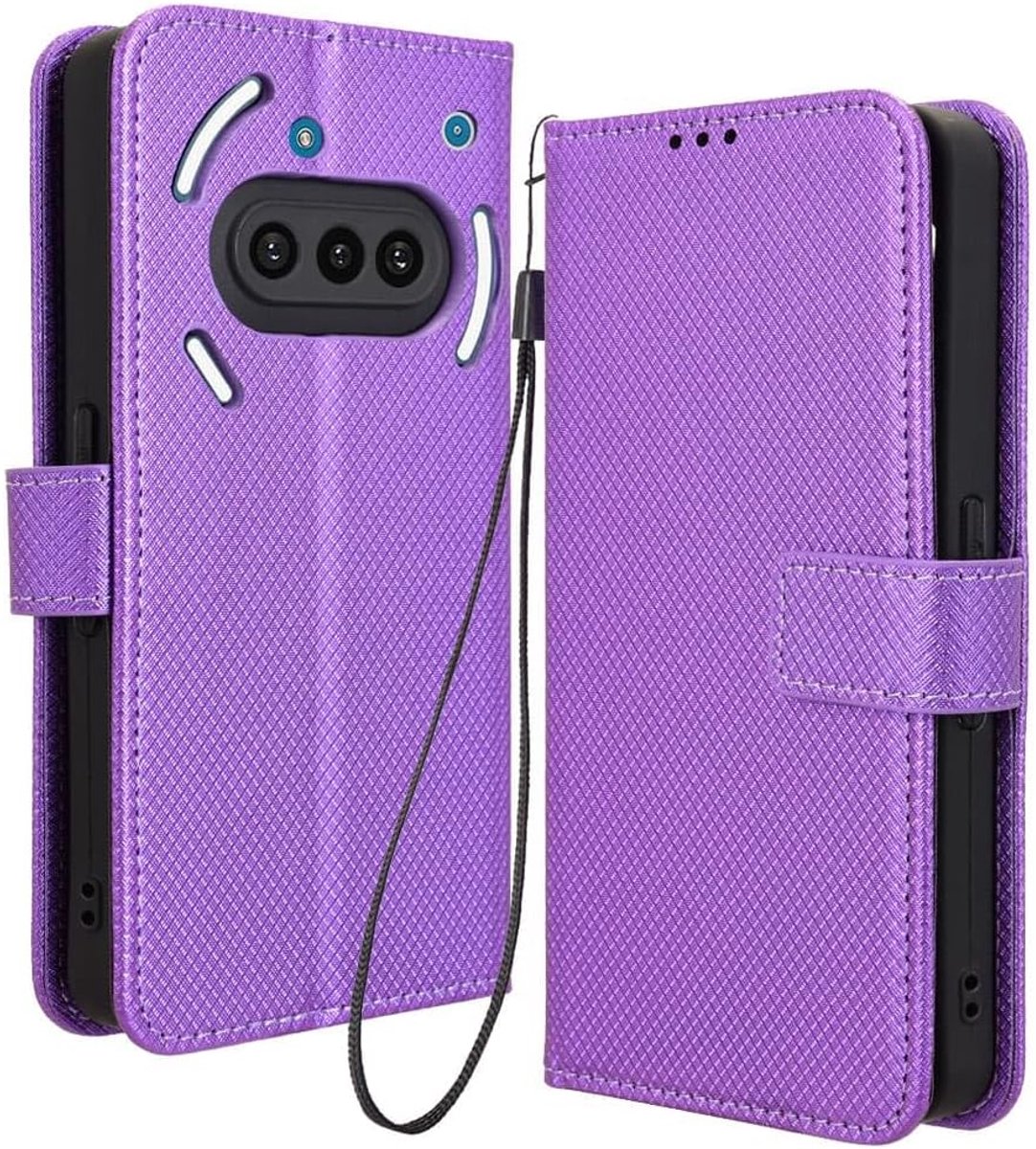Voor Nothing Phone 3a Hoesje, Flip Telefoonhoesje met Kaarthouders, PU Leather Full Protective Book Case, schokbestendig, Purper