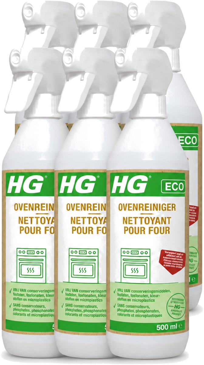 6 x HG ECO - Ovenreiniger - Verwijdert Snel & Effectief - Duurzaam & Ecologisch - 500 ml - Voordeelverpakking - 6 stuks