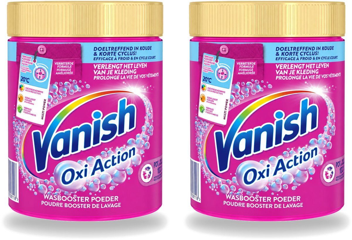 2 x Vanish Oxi Action - Vlekkenverwijderaar Poeder - Gekleurde Was - 1 Kg - Voordeelverpakking - 2 stuks