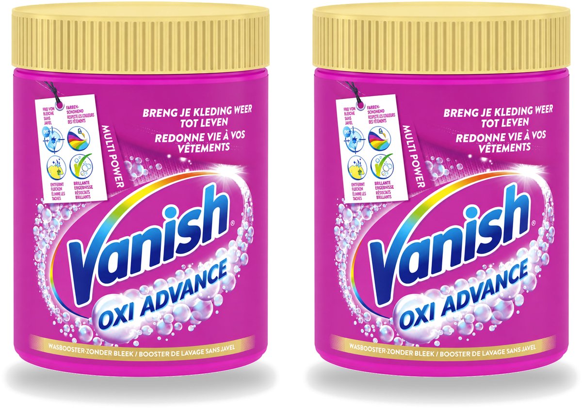 2 x Vanish Oxi Advance - Vlekkenverwijderaar Poeder - Zonder Bleek - Gekleurde Was - 840 Gram - Voordeelverpakking - 2 stuks