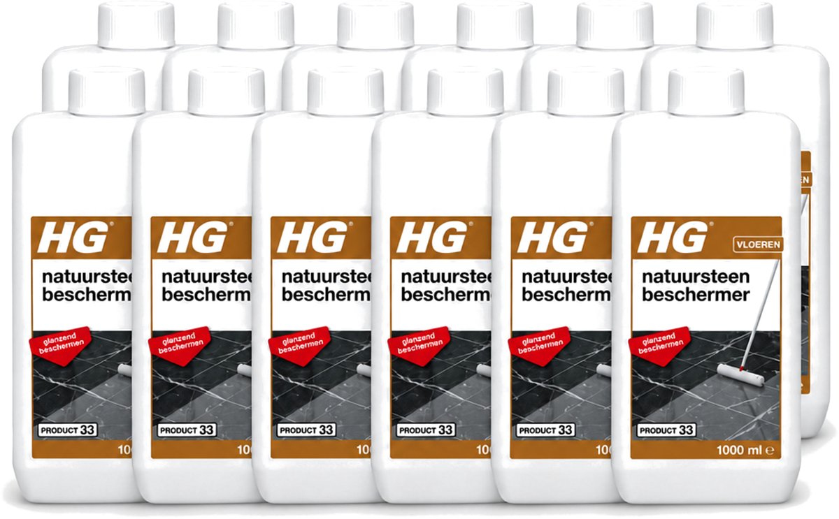 12 x HG - Natuursteen Beschermer - Glanzend Beschermen - Eenvoudig in Gebruik - 1L - Voordeelverpakking - 12 stuks