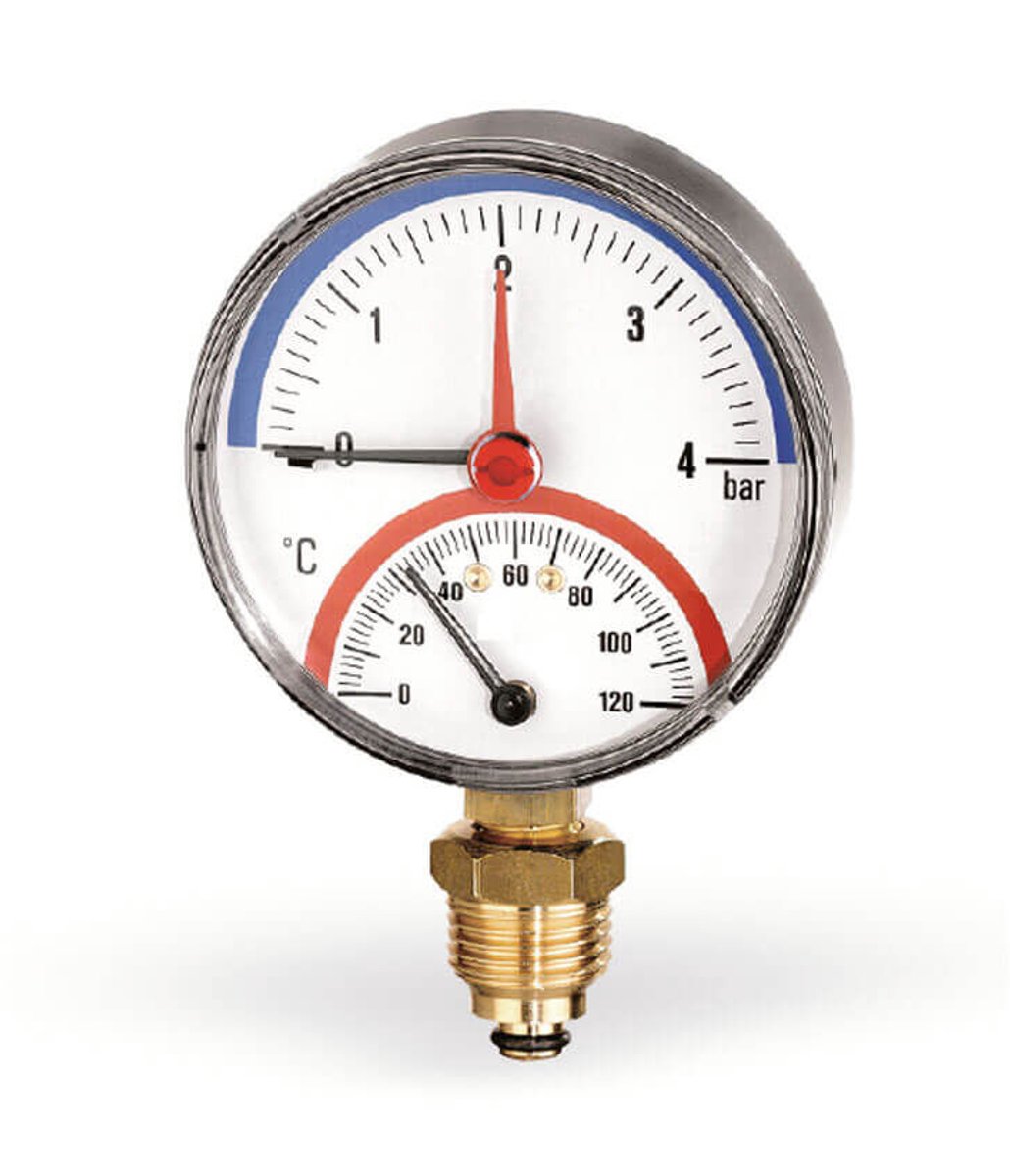 Mano- en temperatuurmeter 1/2" onder
