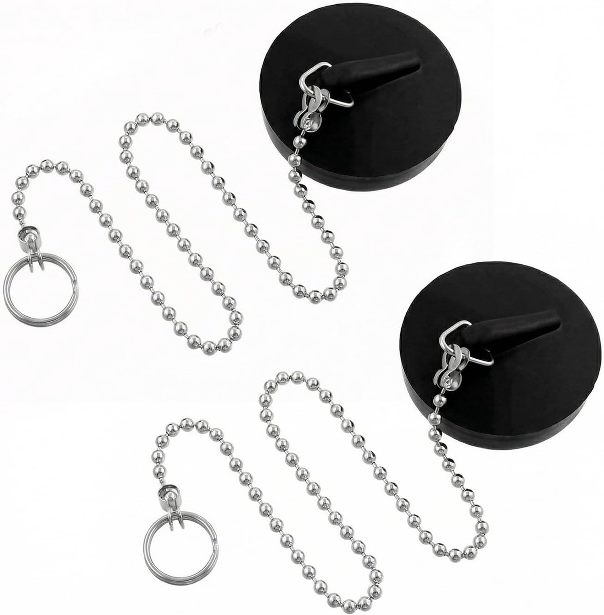 2 Stks Bad Plug, Sink Plug Universele TPR Drain Stoppers met Ketting voor Wastafel Bad & Drain Plug