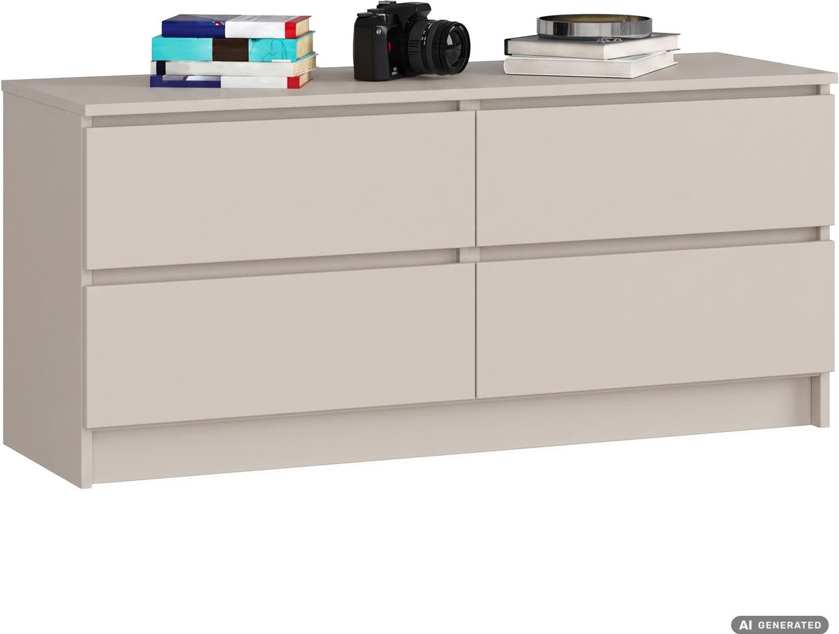Akord Ladekast K120 / Kasjmier / 120 cm / 4 Lades / Kleur Kasjmier / 120 x 55 x 40 cm