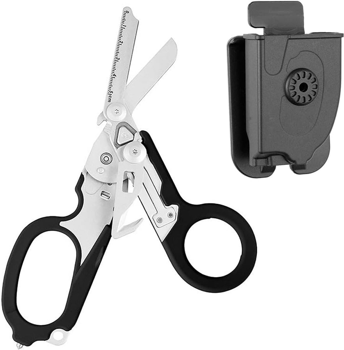 6-in-1 multifunctionele schaar, reddingsschaar, Raptor met holster, gordelsnijder, glasbreker