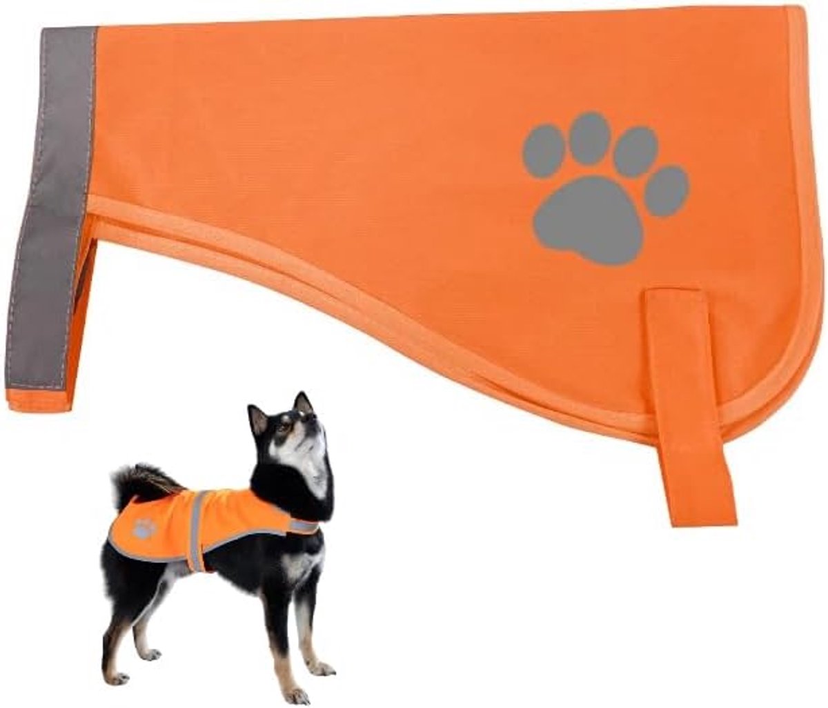 Veiligheidsvest voor honden, veiligheid voor honden, veiligheidshesje, hondenveiligheidsvest, veiligheidsvest, voor nachtwandelingen, outdoor-avontuur, wielbegeleiding, training en gezelschap (oranje