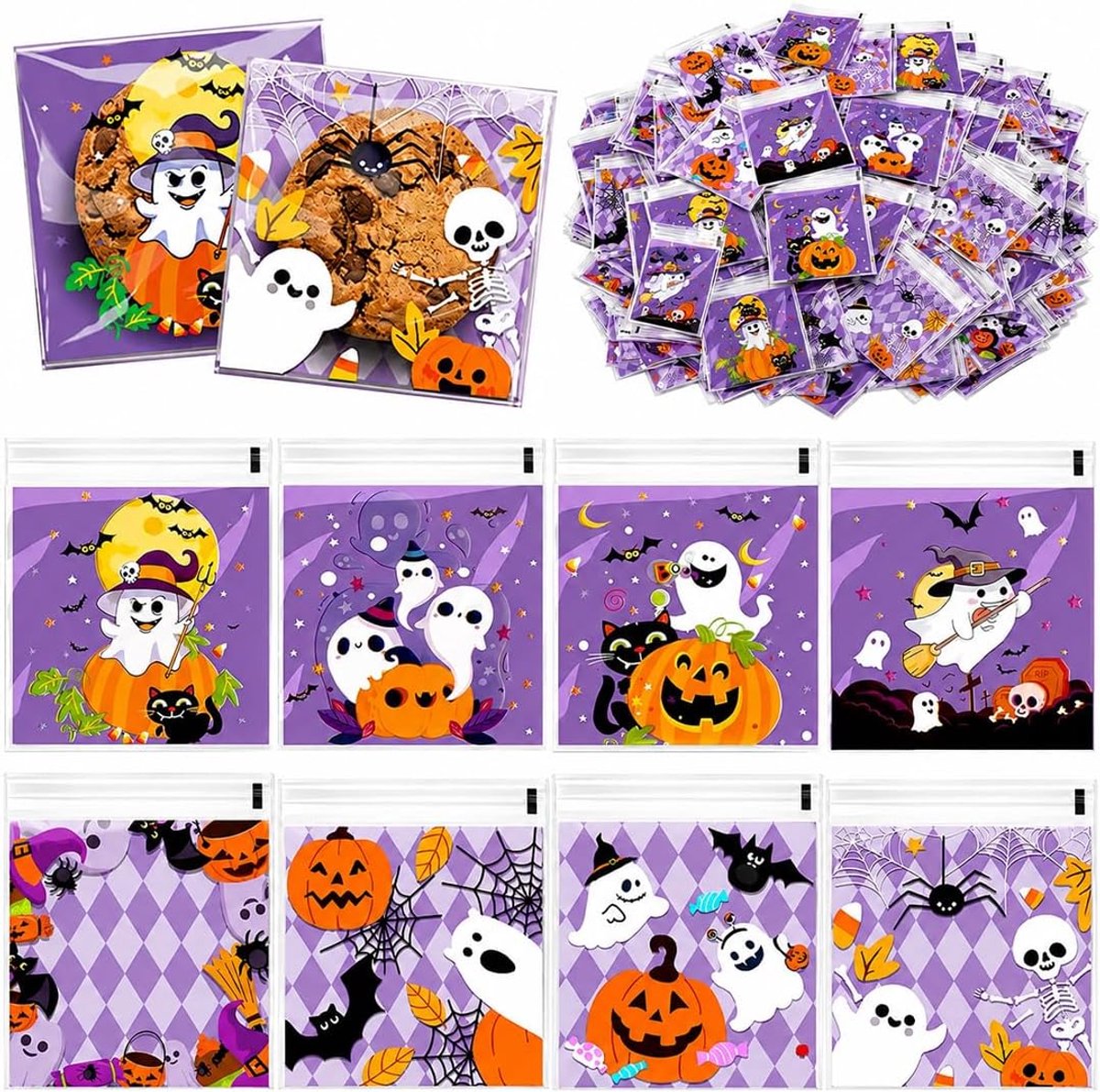 Halloween-Zakjes van Cellofaan - 200 stuks Snoepzakjes - Cadeauzakjes voor Lekkernijen - Feestverpakking