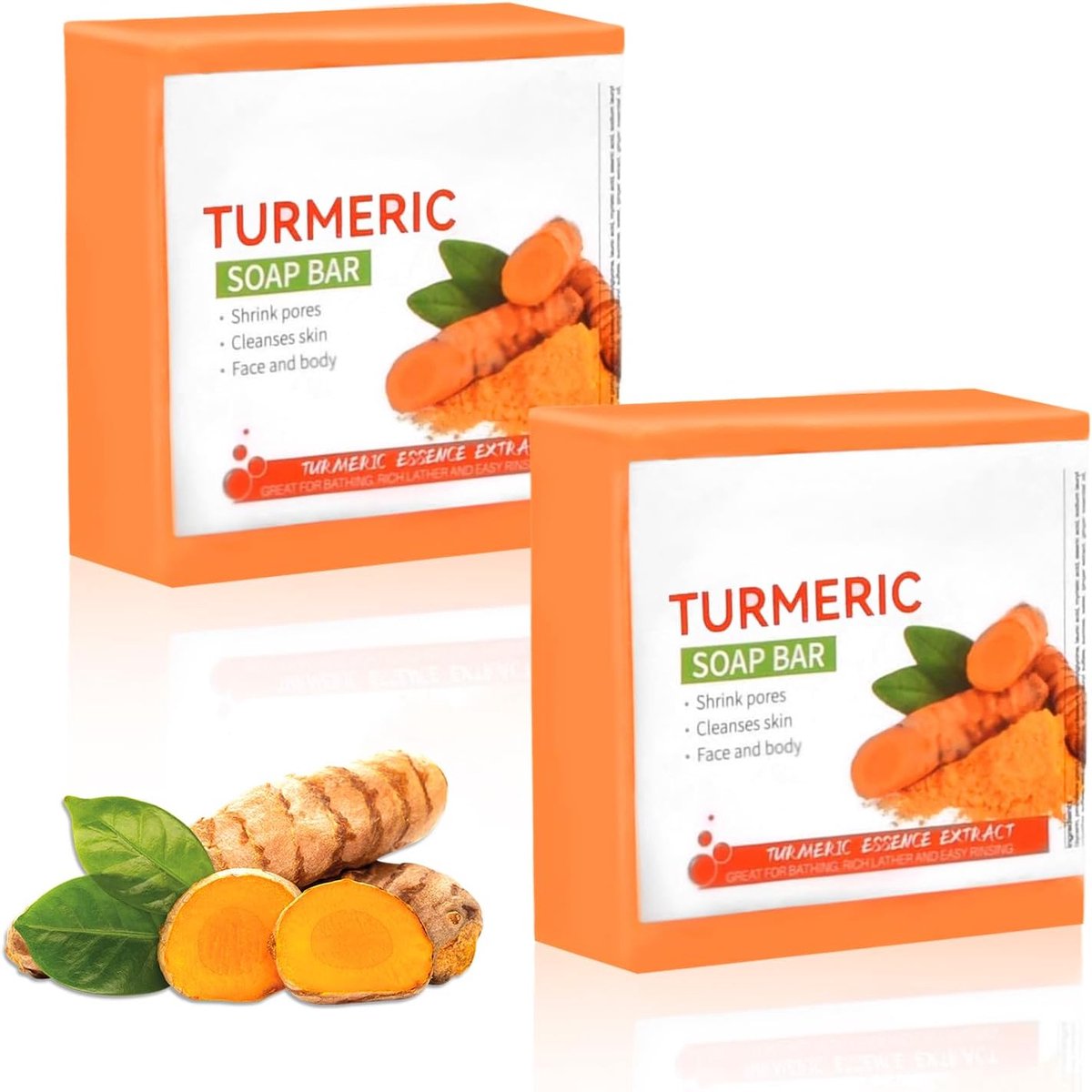 Zeep, Organic Turmeric Brightening Soap Bar, natuurlijke zeep kurkuma zeep, kurkuma zeep stuk voor gezicht en lichaam badzeep reinigt en verheldert de huid