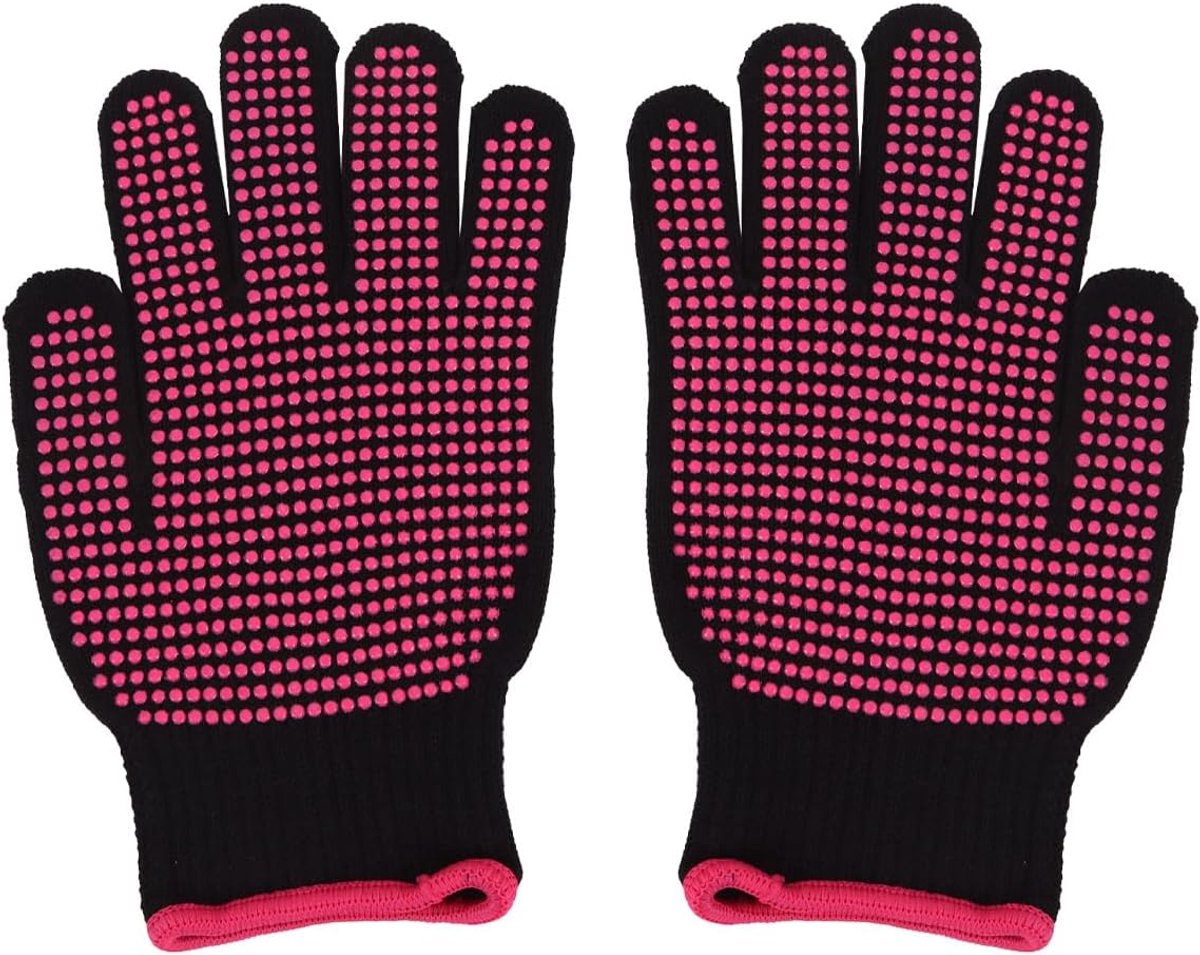 Hittebeschermende handschoenen, warmtehandschoenen, vuurvaste handschoen, kookhandschoen, voor bakken, keuken en grillen - roze