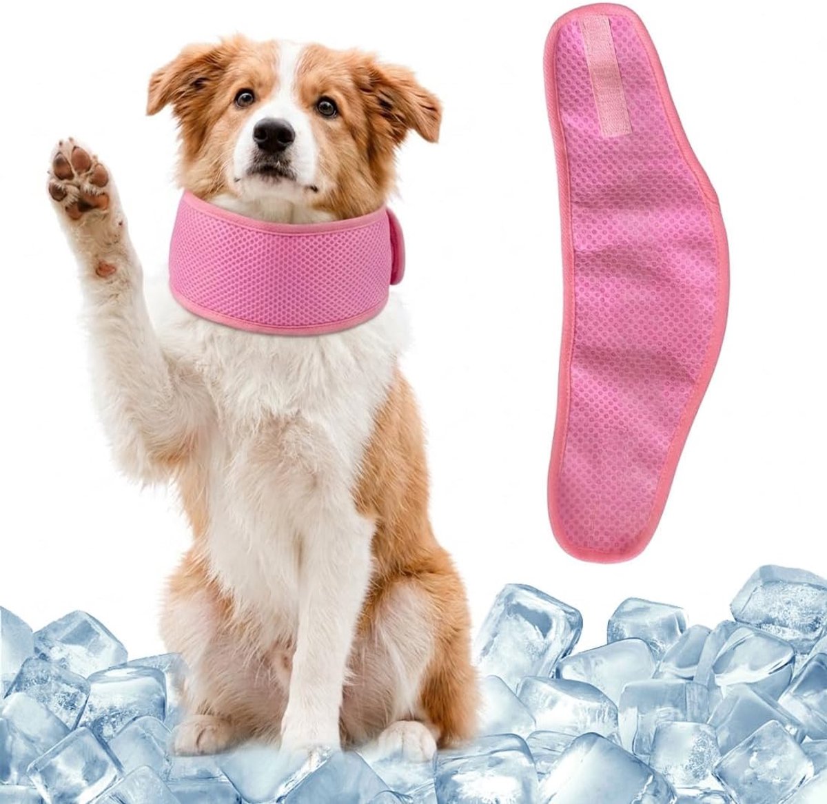 Koelhalsband voor honden, 1 halsband, roze, maat L (42-57 cm), koelhalsband voor honden in de zomer
