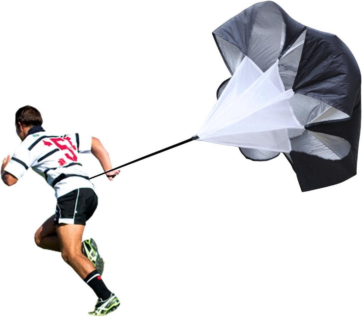 140 cm, hardloopparachute, parachute met verstelbare riem ter verbetering van de uithoudingskracht, voetbal, atletiek, snelheidstraining