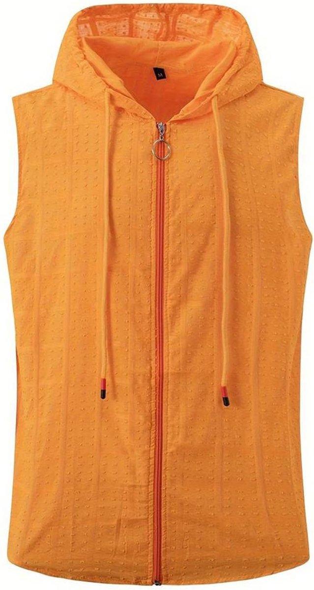 Vest met capuchon en ritssluiting voor heren, geruit zomer-T-shirt, mouwloos, met revers