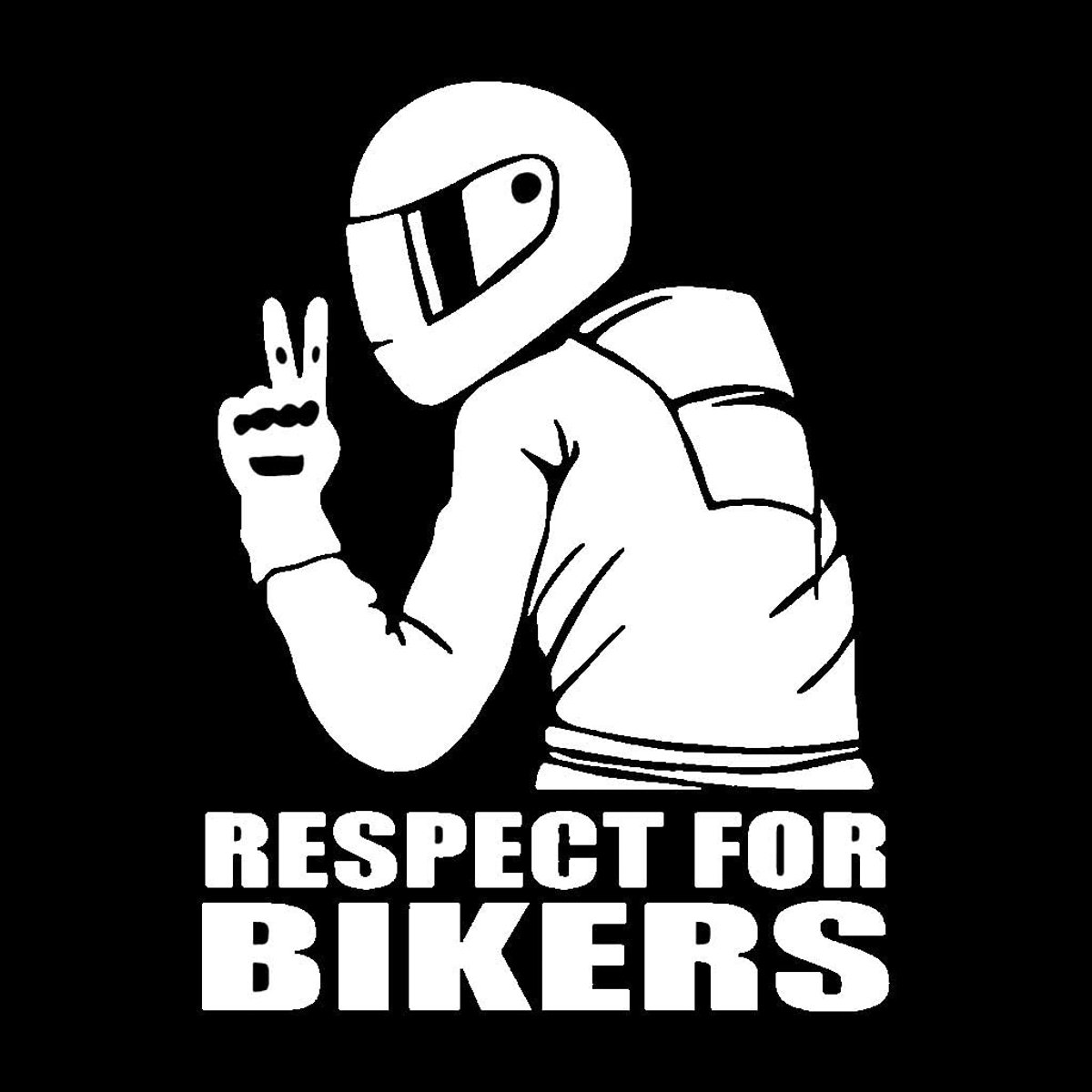 3D Respect voor fietsers, waterdicht, reflecterend, biker, motorfiets, autosticker, wit