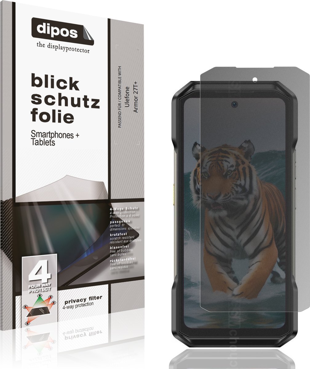 dipos – Matte Privacy Screenprotector geschikt voor Ulefone Armor 27T+ | Anti-Spy Beschermfolie