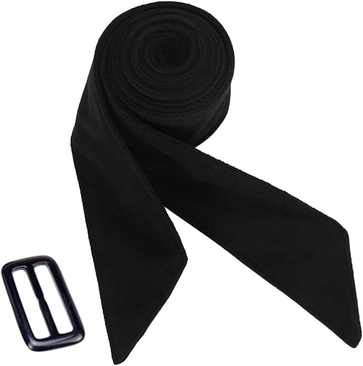 overjas zwarte vilt tailleband - 175cm lang - brede strikdecoratie - vervangende coat belt - ShopVlot