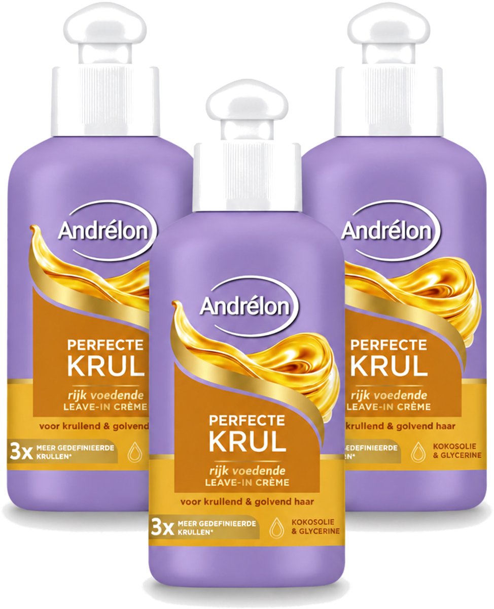 3 x Andrélon – Leave-In Crème – Perfecte Krul – 200 ml - Bulkverpakking - 3 stuks