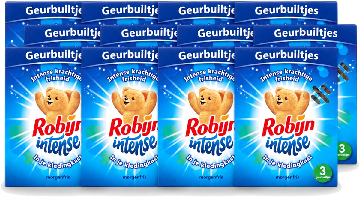 12 x Robijn - Intense - Geurbuiltjes - Langdurige Geur - Intense Frisheid - 3 Geurbuiltjes - Voordeelverpakking - 12 stuks
