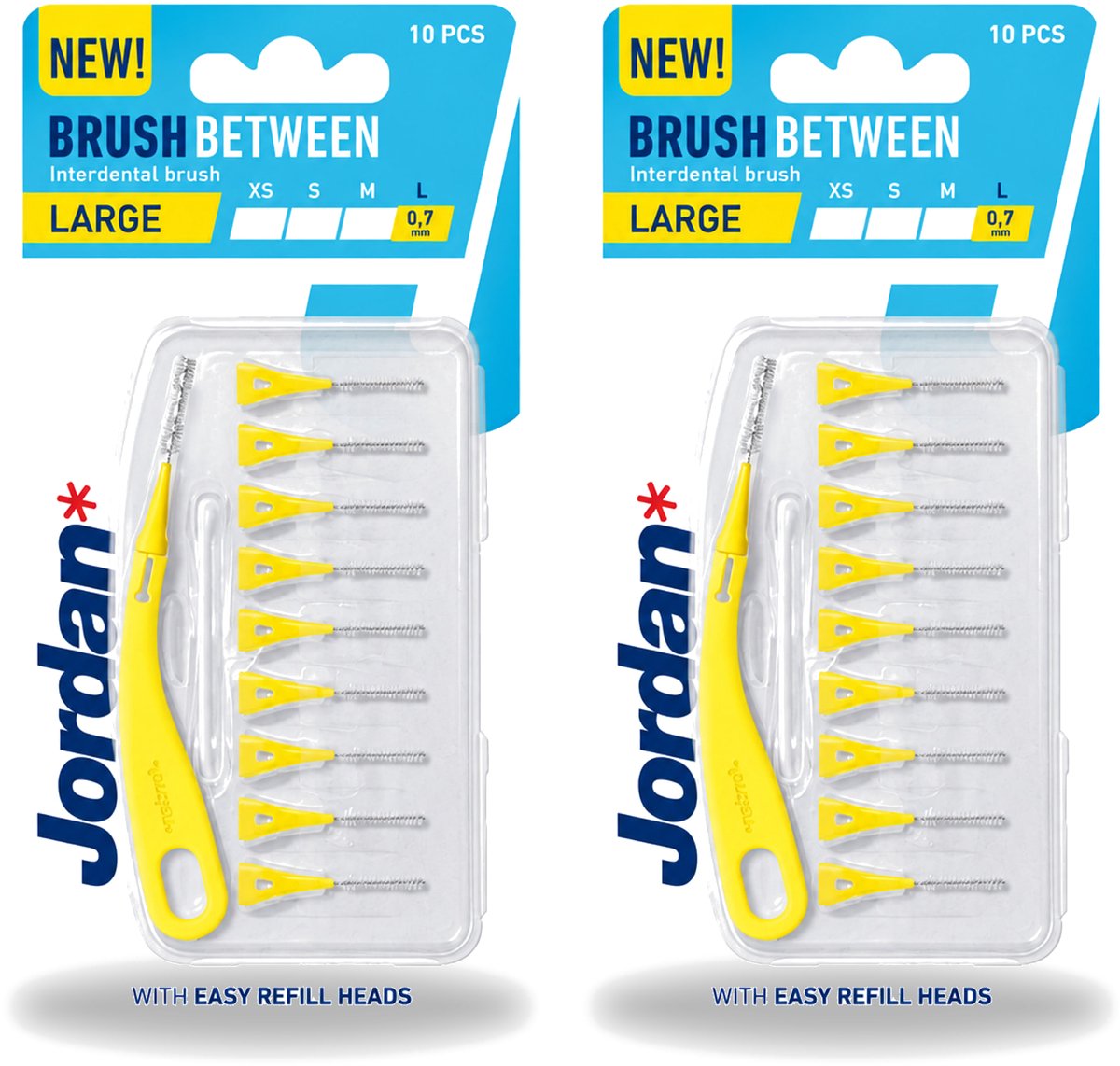 2 x Jordan - Between L - Interdentale ragers - 0.7 mm - 10 Ragers - Bulkverpakking - 2 stuks