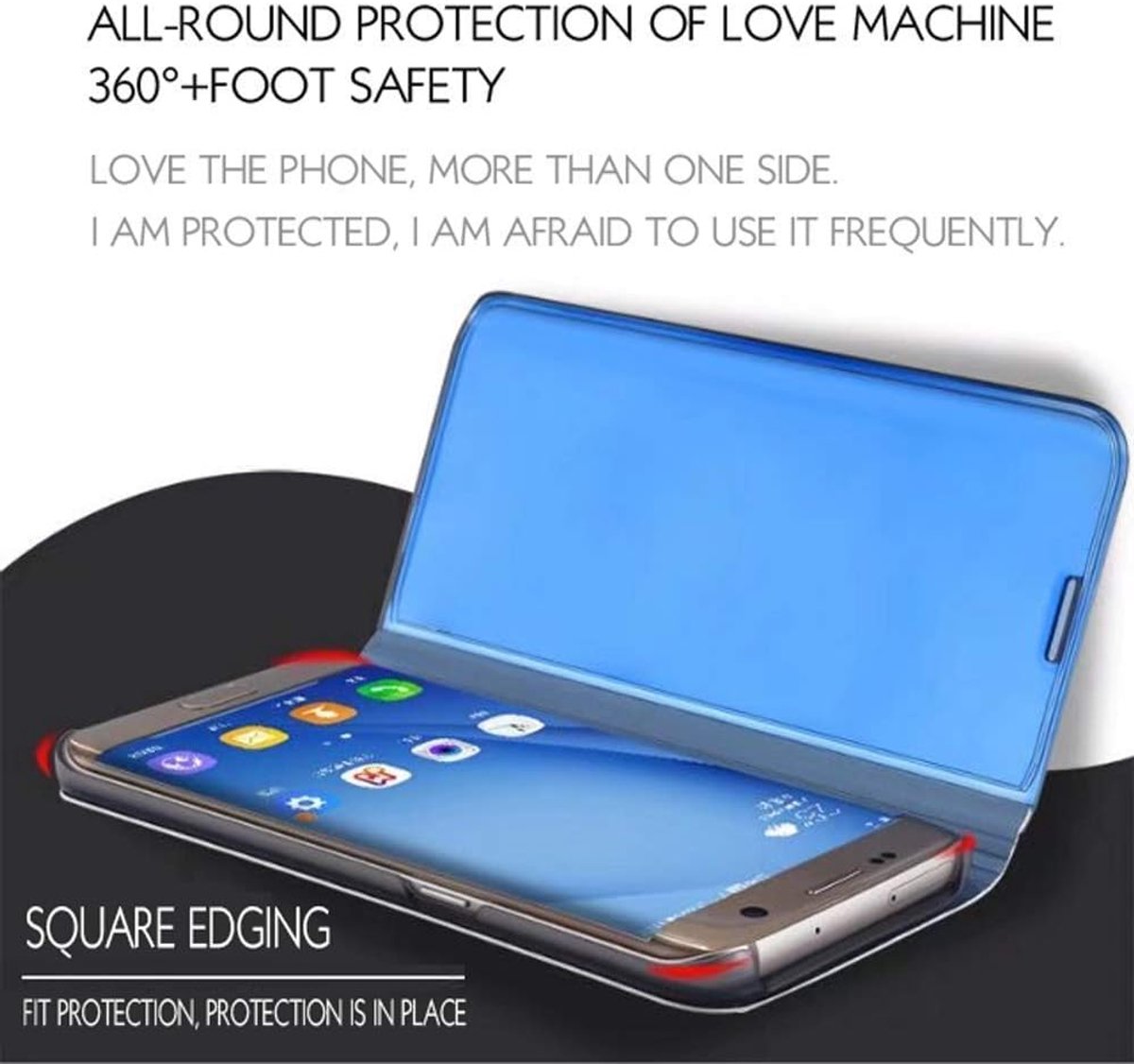 Beschermhoes voor Samsung Galaxy A71, Clear View Flip Cover Transparant, Standing Standing Spiegel Schokbestendig Draagbaar Case voor Samsung Galaxy A71, Zwart