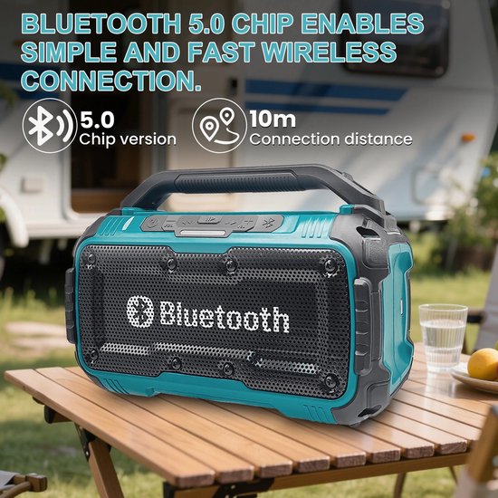 Zerova Draagbare Bluetooth Speaker - Luidspeaker - Grote speaker - Krachtig Stereogeluid - Extra Bas - Surround Sound - Lange accu — afbeelding 5