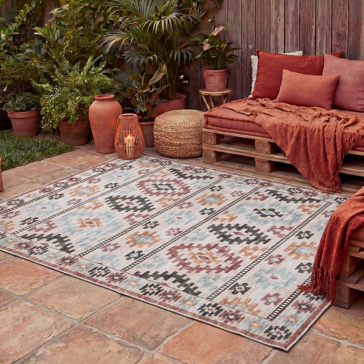 FRAAI Kelim buitenkleed - Lira Diamond | Wasbaar - 80x150cm
