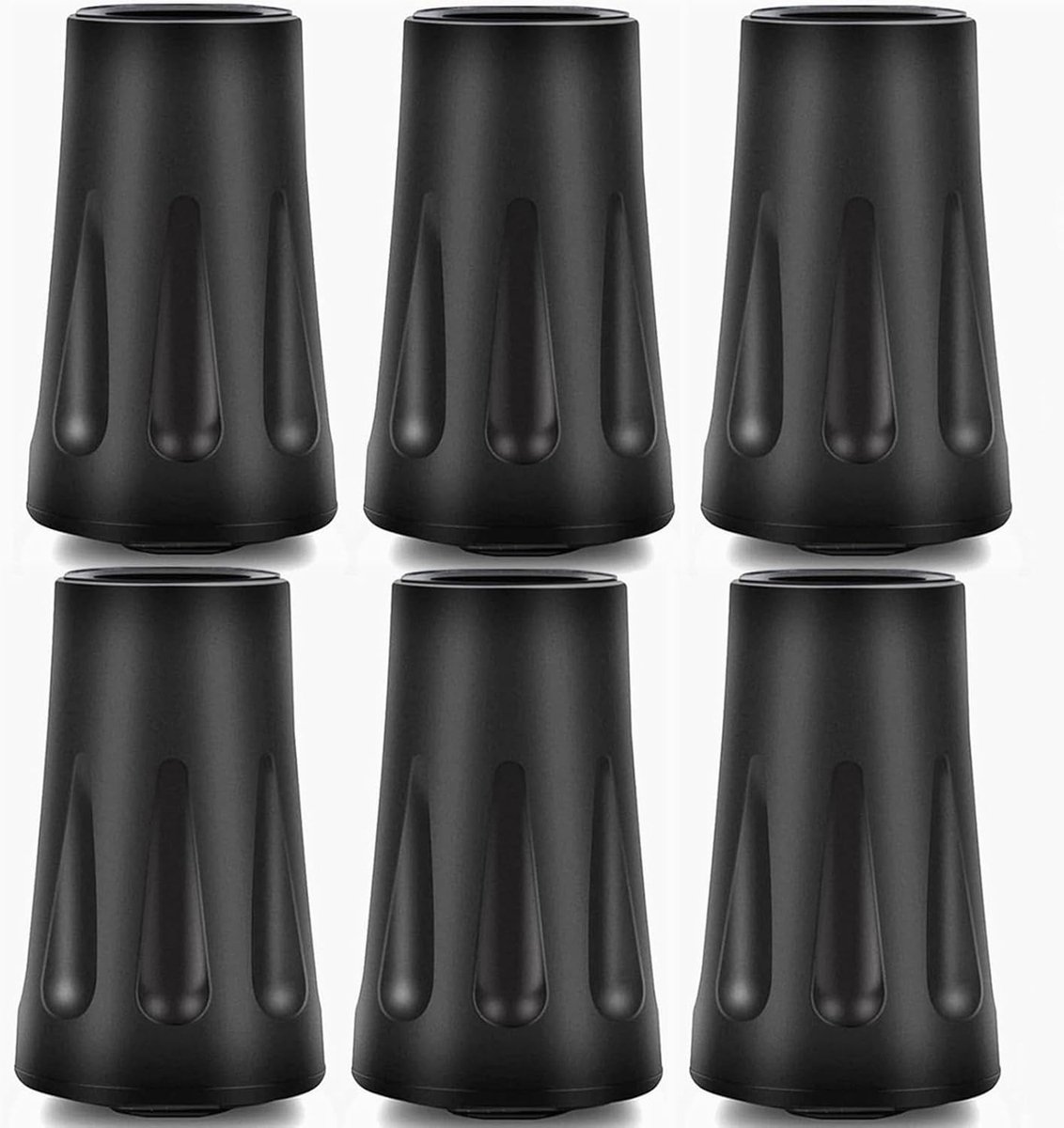 Universele rubberen dopjes voor wandelstokken en wandelstokken – Set van 6 antislip- en schokbestendige beschermers voor de veiligheid van ouderen en wandelaars