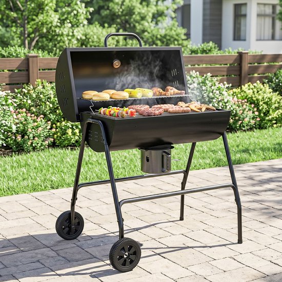 Outsunny-Holzkohlegrill-Metall-95L x 71,5B x 102H cm-Schwarz van Outsunny — afbeelding 3