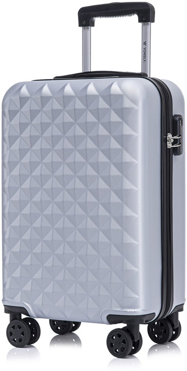 YONSLY Handbagage Koffer - 55cm - 40 L - Cijferslot- 360° Draaibare Wielen - Zilver