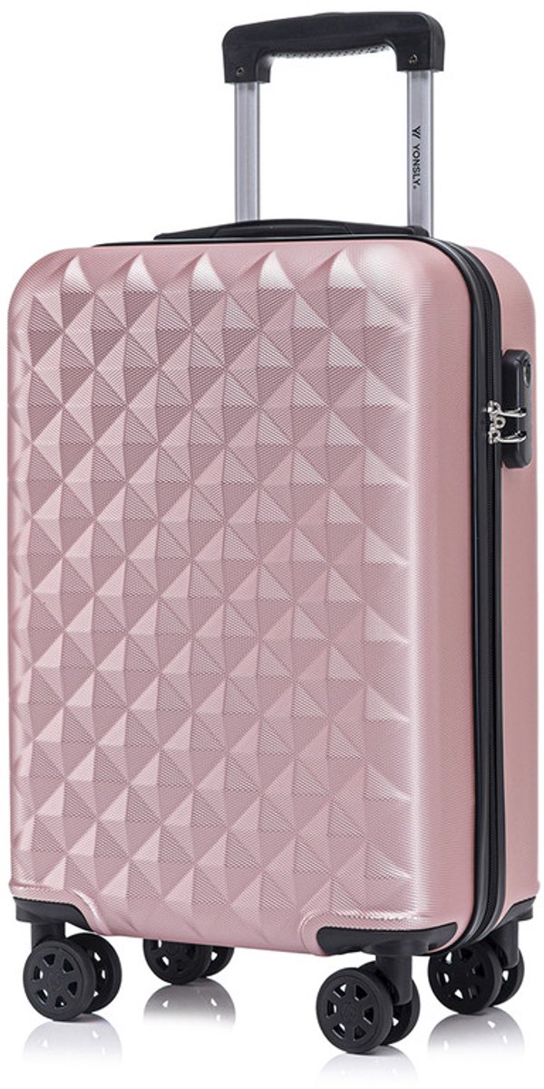 YONSLY Handbagage Koffer - 55cm - 40 L - Cijferslot- 360° Draaibare Wielen - Roségoud