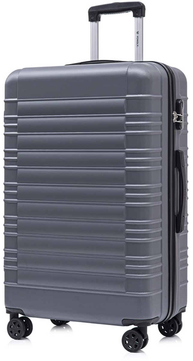 YONSLY Handbagage Koffer - 76 x 49 x 29 cm - 98 L - Cijferslot - 360° Draaibare Wielen - Grote Trolley - Grijs