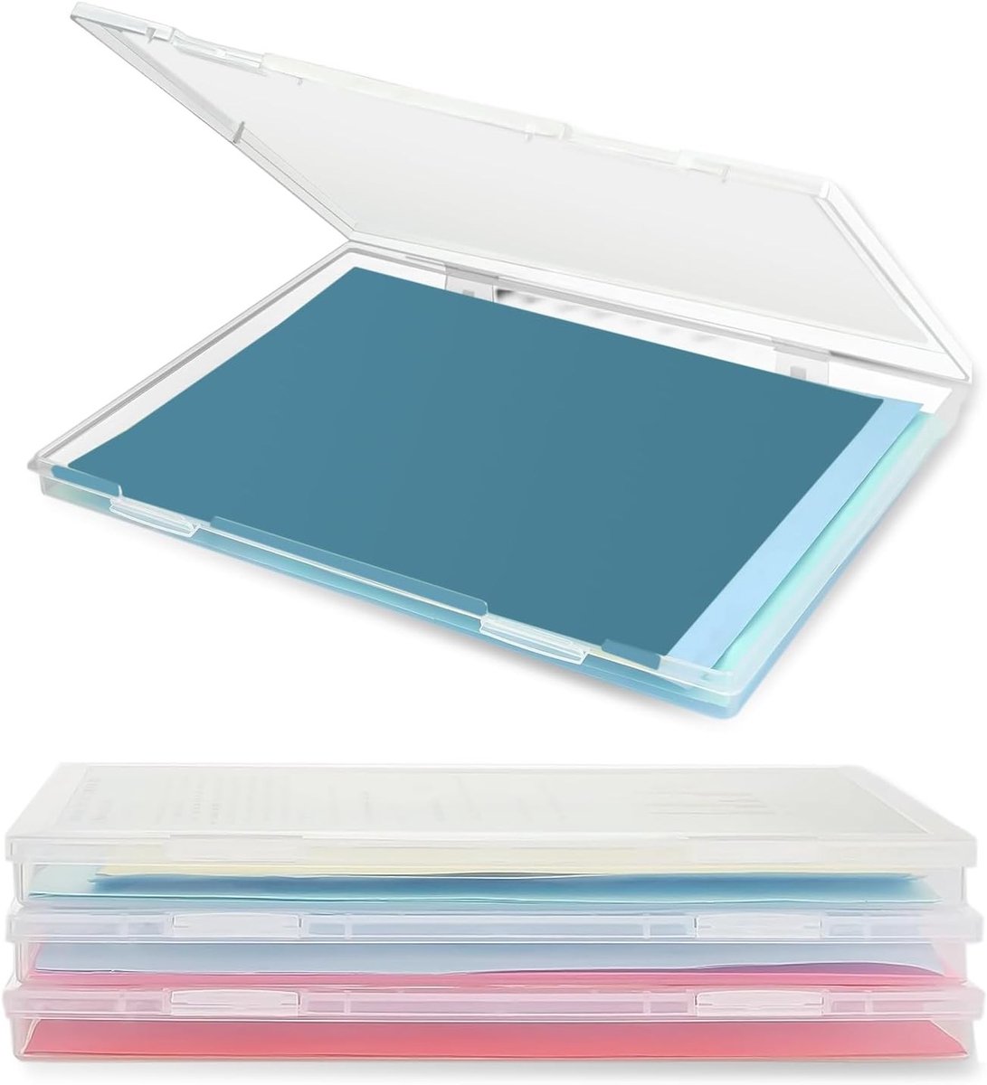 4 Pack Draagbare A4 Transparante Bestandsdozen, Stapelbare Multifunctionele Opbergdozen voor Documenten, Brieven en Tijdschriften, Ideaal voor Kantoor en Thuisorganisatie