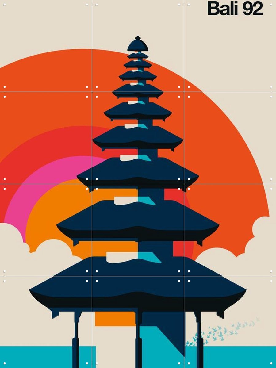 IXXI Bali 92, Bo Lundberg - 60 x 80 cm - Gratis ophangtool - Grote wanddecoratie en posters - Minimalisme, Illustraties, Geometrische Kunst, Digitale