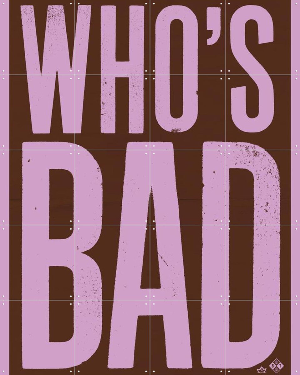 IXXI Who's Bad purple, Studio Boot - 80 x 100 cm - Gratis ophangtool - Grote wanddecoratie en posters - Typografie, Grafisch Ontwerp, Pop art