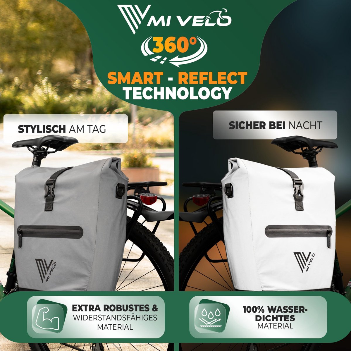 MIVELO 2-in-1 fietstas voor bagagedrager, bagagedragertas, waterdicht, incl. gevoerd laptopvak en schouderriem, tas - ShopVlot