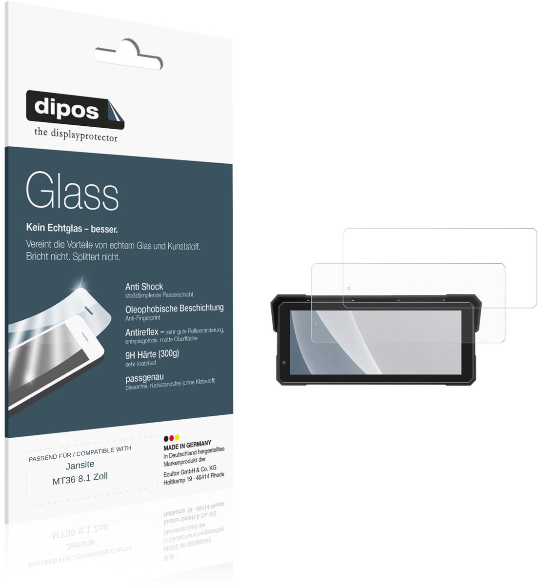 dipos – 2x Matte Pantserfolie geschikt voor Jansite MT36 8.1 Inch | 9H Screenprotector