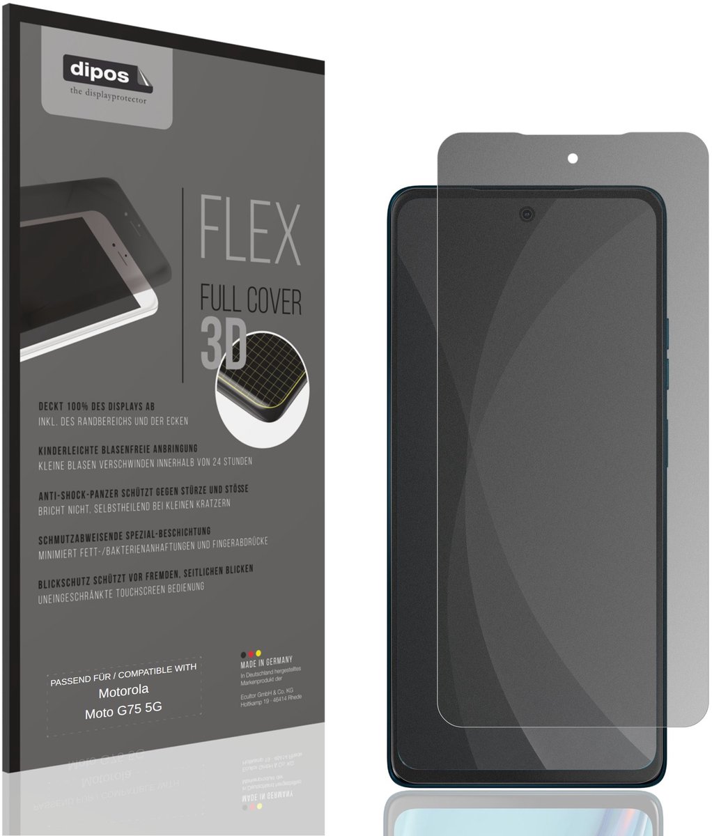 dipos FLEX – Matte Privacy Screenprotector geschikt voor Motorola Moto G75 5G | Volledige Schermbescherming | Case-Friendly