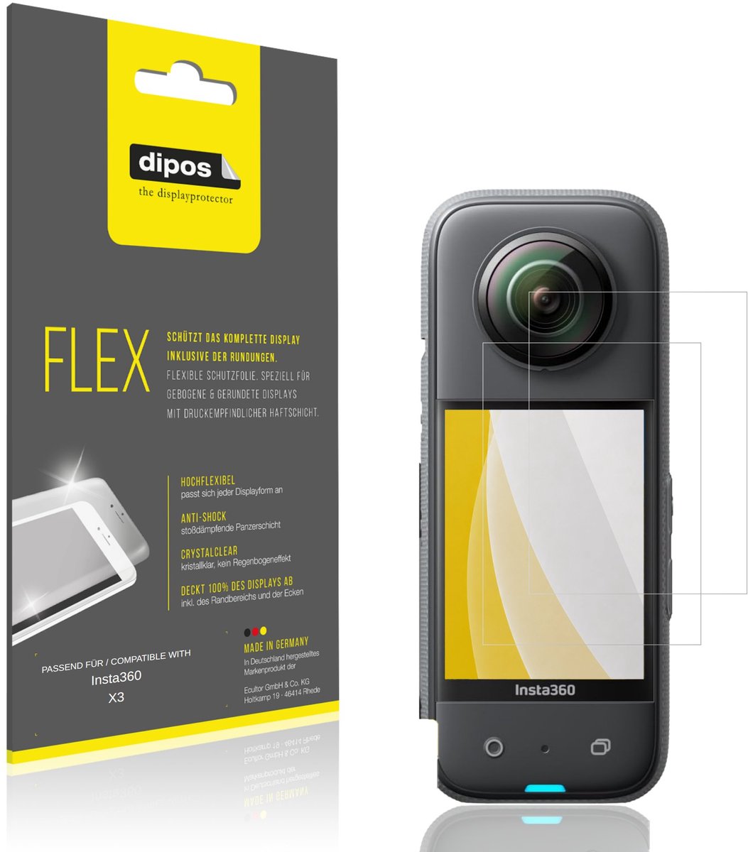 dipos – 2x Beschermfolie geschikt voor Insta360 X3 | 3D Full Cover Screenprotector | 100% Passend