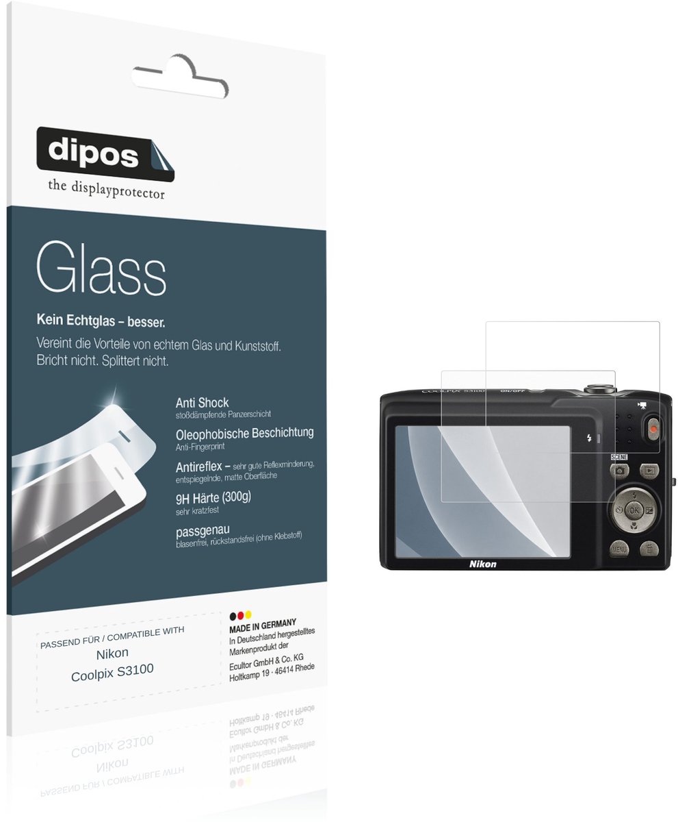 dipos – 2x Matte Pantserfolie geschikt voor Nikon Coolpix S3100 | 9H Screenprotector