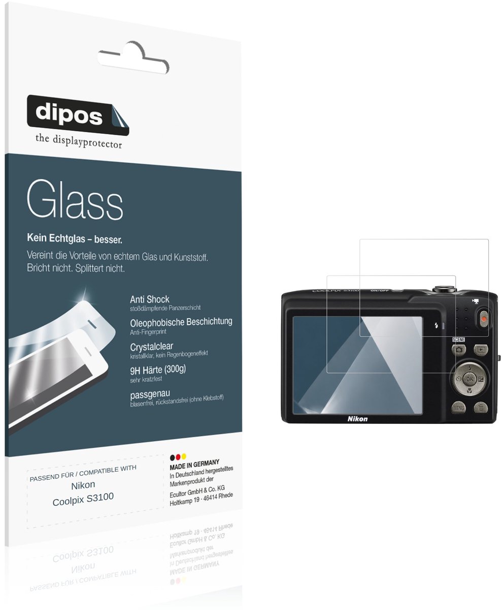 dipos – 2x Pantserfolie geschikt voor Nikon Coolpix S3100 | 9H Screenprotector