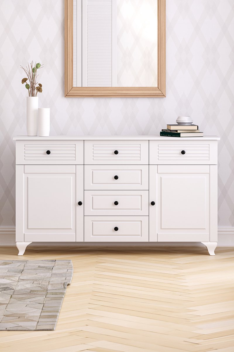 DİVA COUNTRY MERGA LADENKAST – Ladekast met Laden – Houten Ladekast – Opbergkast – Kledingkast – Ruime Opbergruimte – Ladenkast voor Slaapkamer, Woonkamer en Hal – Country Stijl – Praktische Opbergkast voor Kleding en Accessoires – Modern Design