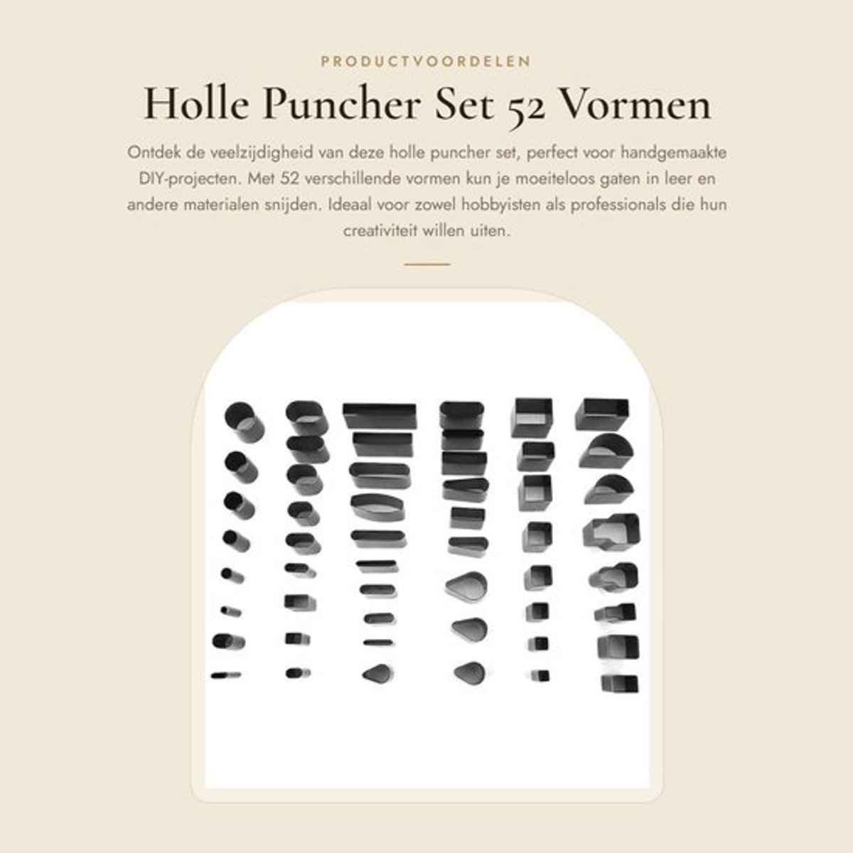 Dailygoods- Leerpuncttool 52 Vormen - Holle Perforator - Leren Snijder - DIY Craft