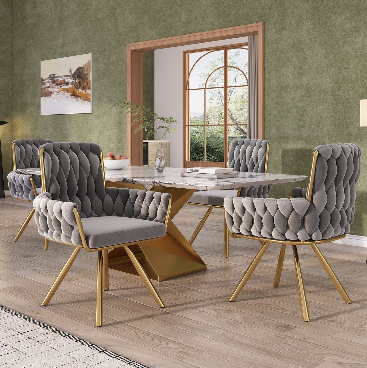 Eetkamerstoel 4 Stuks Luxe Velours Draaistoel Voor Woonkamer En Eetkamer Met Armleuningen En Metalen Kruispoot Grijs