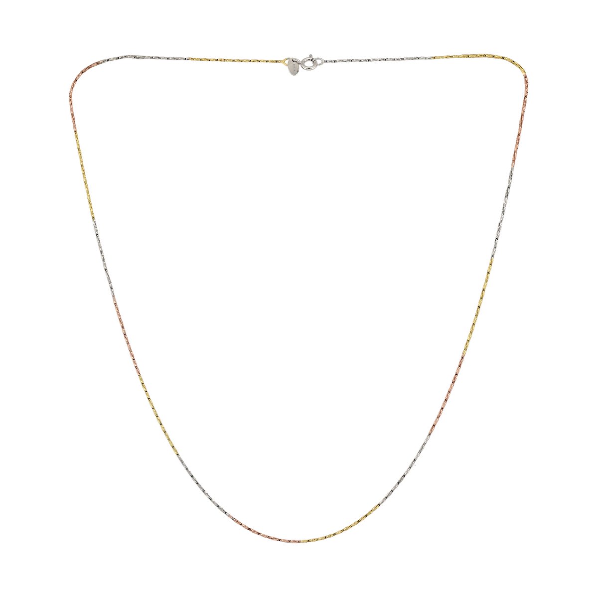 Cavill - Driekleurige Zilveren Halsketting - 925 Sterling Zilver Gerhodineerd - Fijne Elegante Ketting 50 cm - Lichtgewicht Dames Ketting