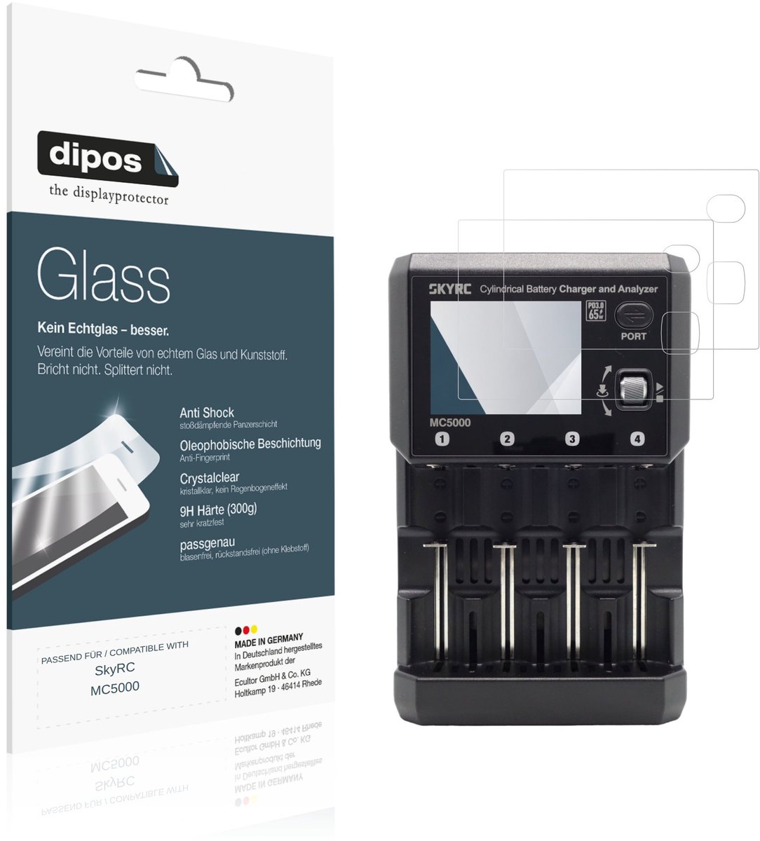 dipos – 2x Pantserfolie geschikt voor SkyRC MC5000 | 9H Screenprotector