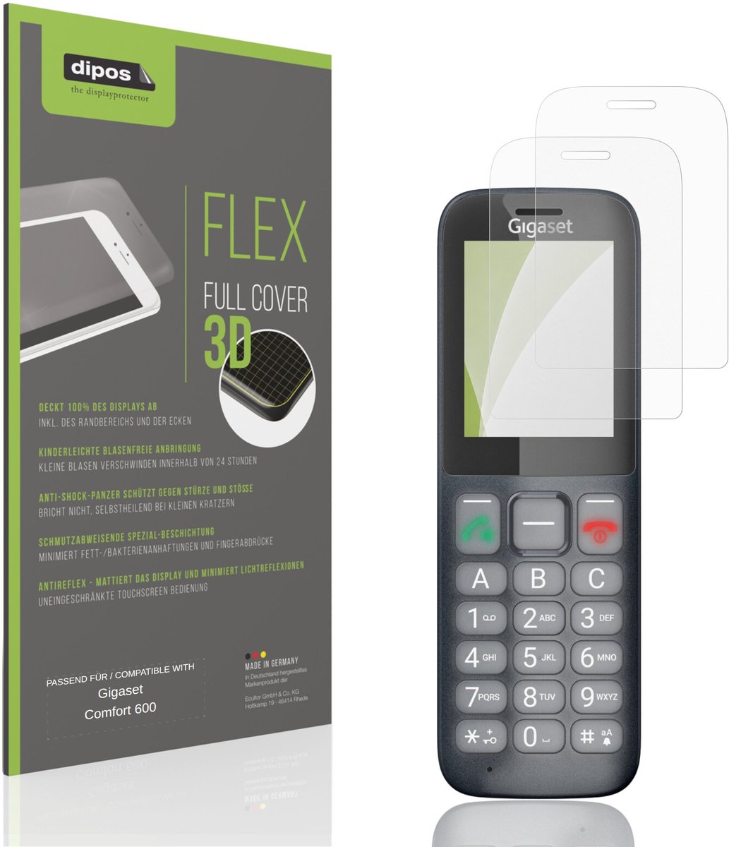 dipos FLEX – 2x Matte Screenprotector geschikt voor Gigaset Comfort 600 | Volledige Schermbescherming | Case-Friendly