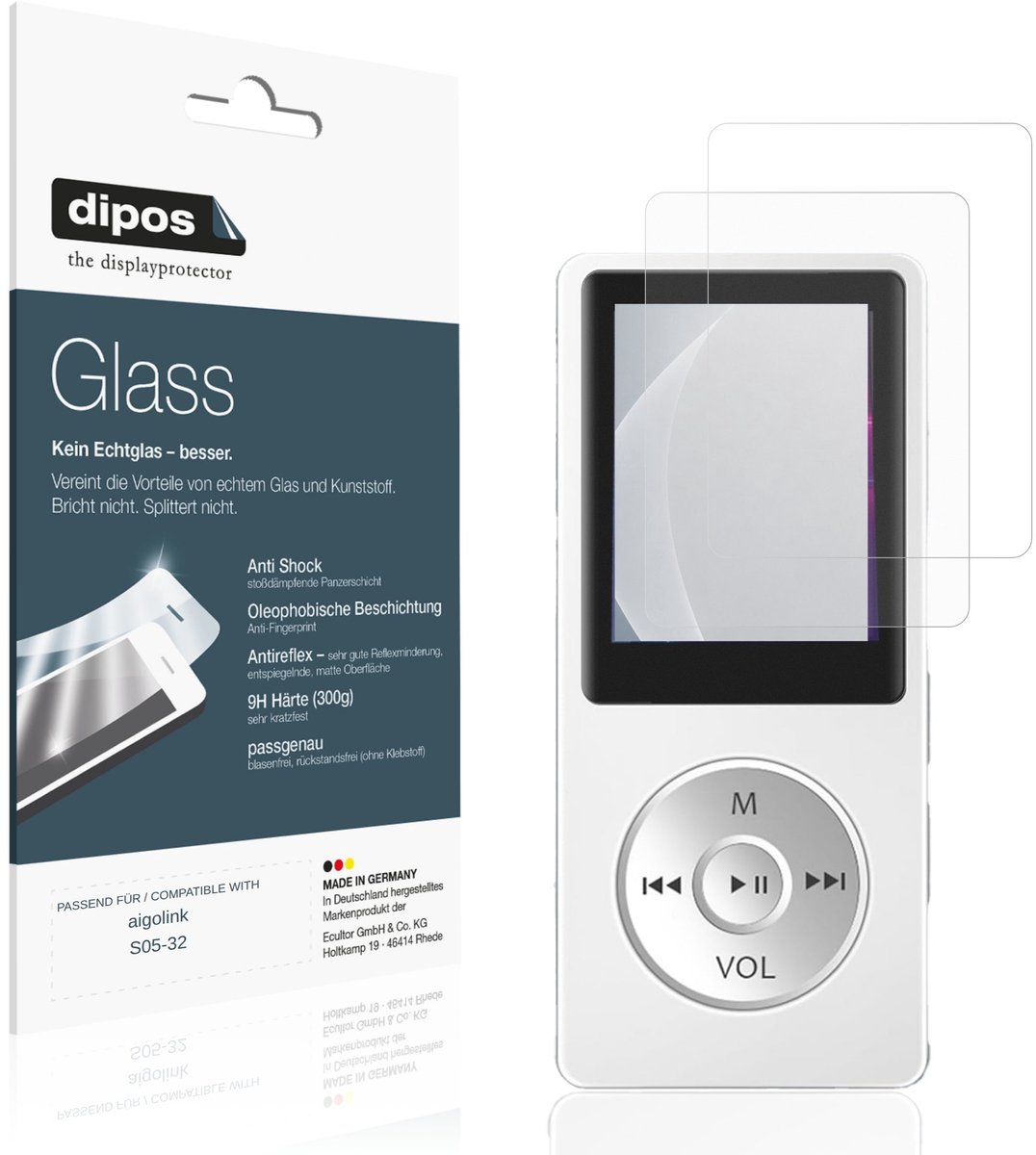 dipos – 2x Matte Pantserfolie geschikt voor aigolink S05-32 | 9H Screenprotector