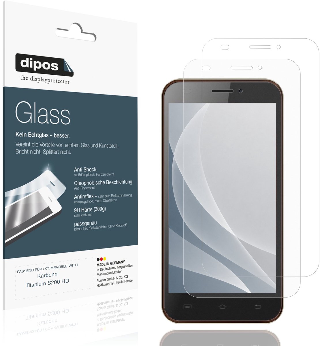 dipos – 2x Matte Pantserfolie geschikt voor Karbonn Titanium S200 HD | 9H Screenprotector
