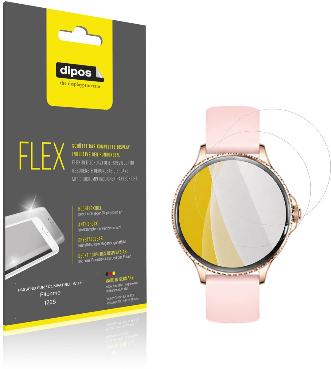 dipos – 2x Beschermfolie geschikt voor Fitonme I225 | 3D Full Cover Screenprotector | 100% Passend