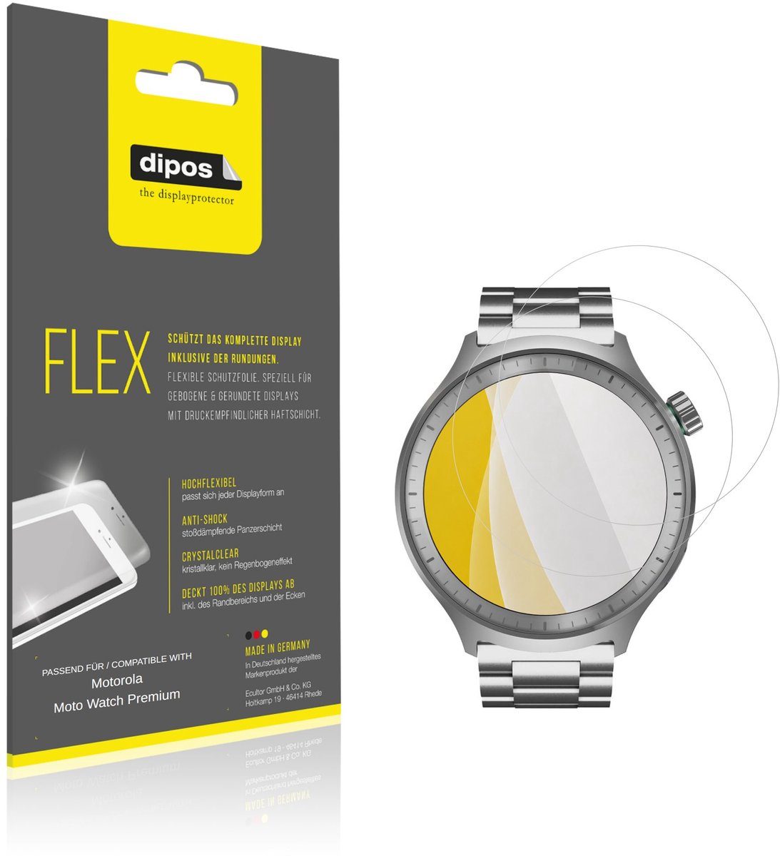 dipos – 2x Beschermfolie geschikt voor Motorola Moto Watch Premium | 3D Full Cover Screenprotector | 100% Passend